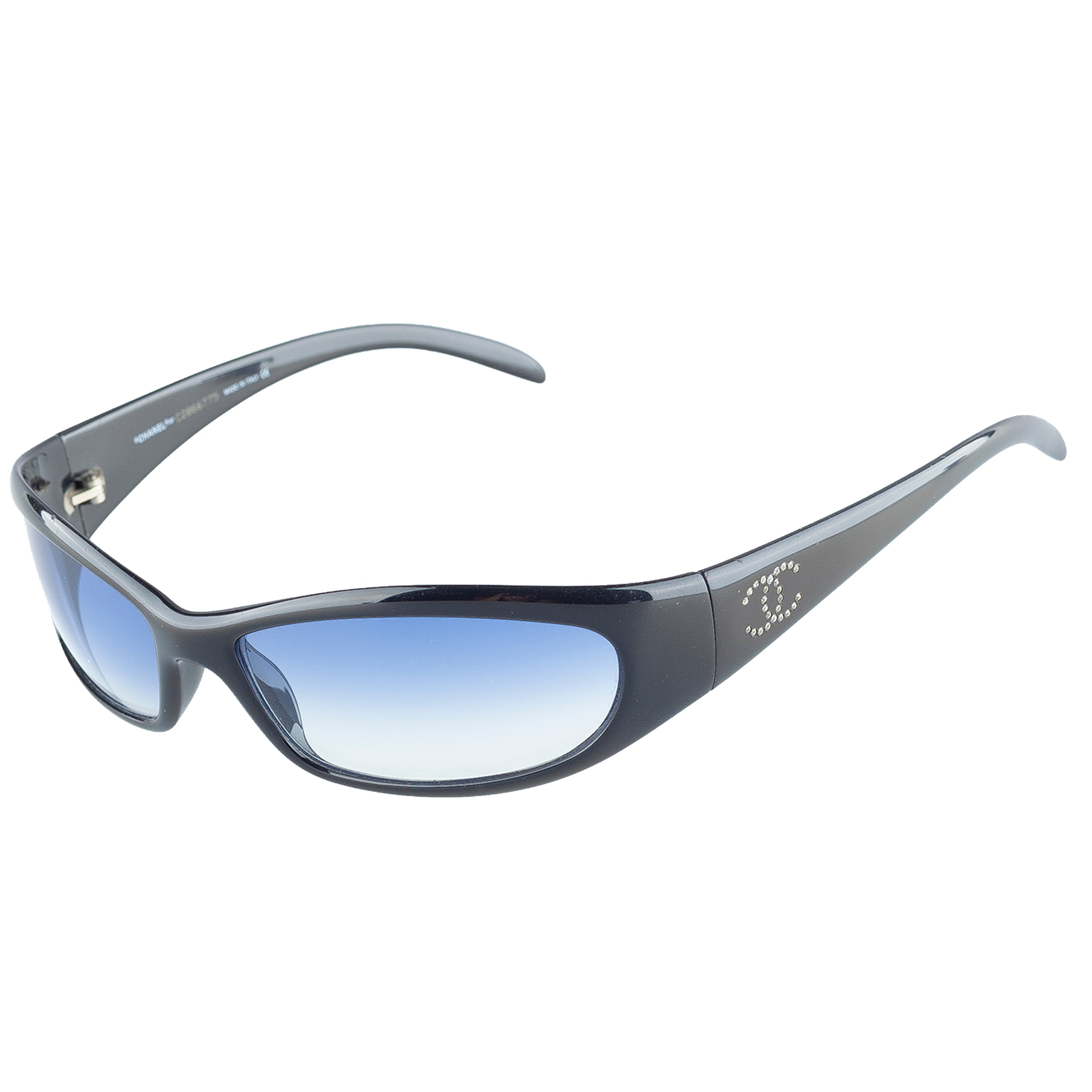 Chanel 6004-B Black Wrap Rhinestone Sunglasses