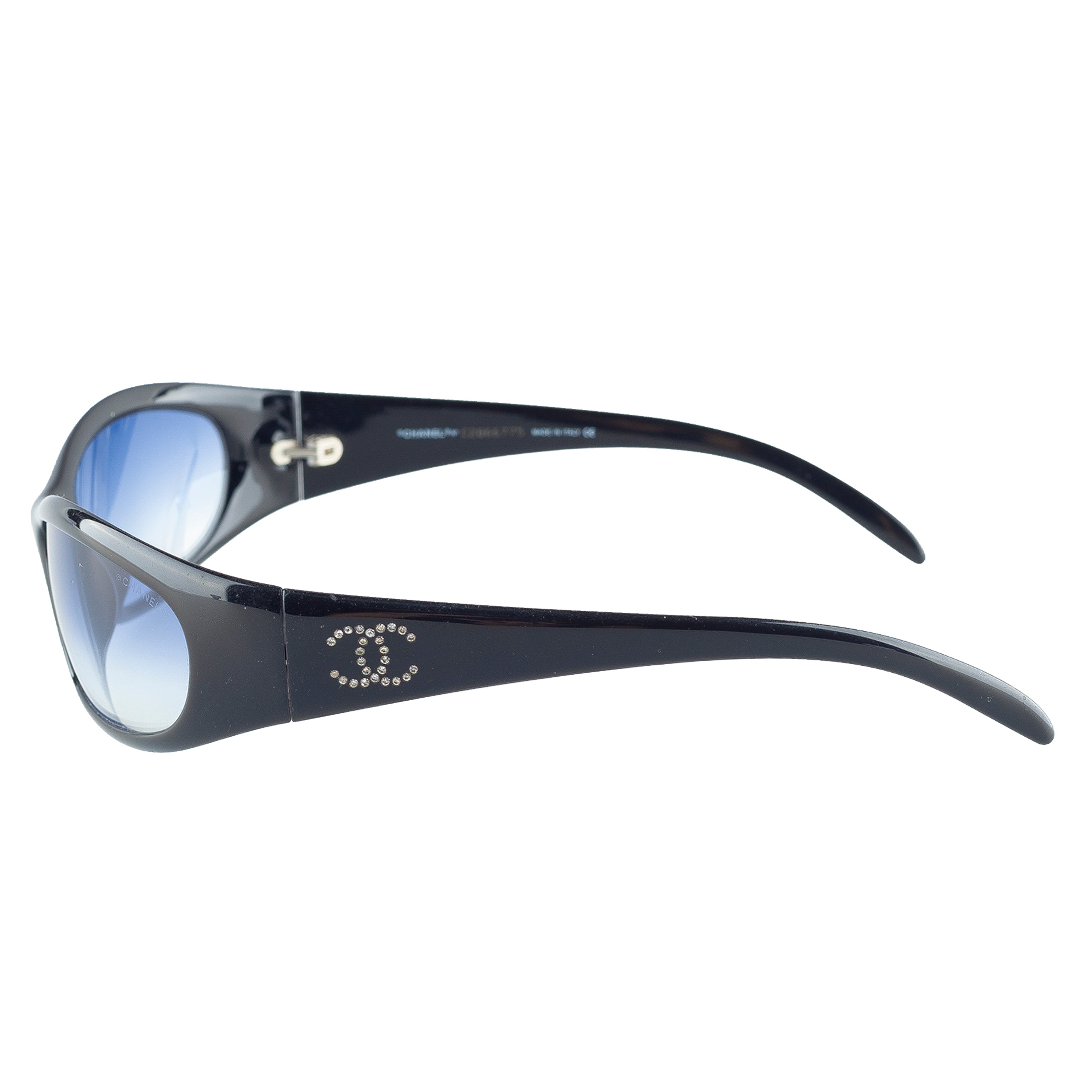 Chanel 6004-B Black Wrap Rhinestone Sunglasses
