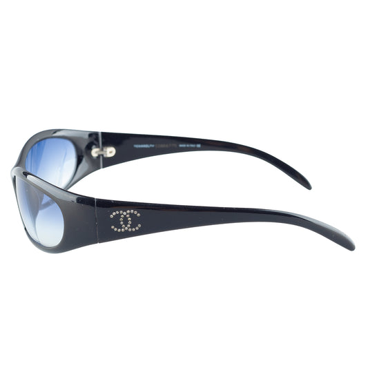 Chanel 6004-B Black Wrap Rhinestone Sunglasses
