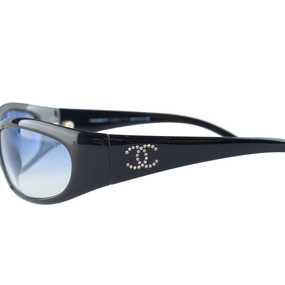 Chanel 6004-B Black Wrap Rhinestone Sunglasses