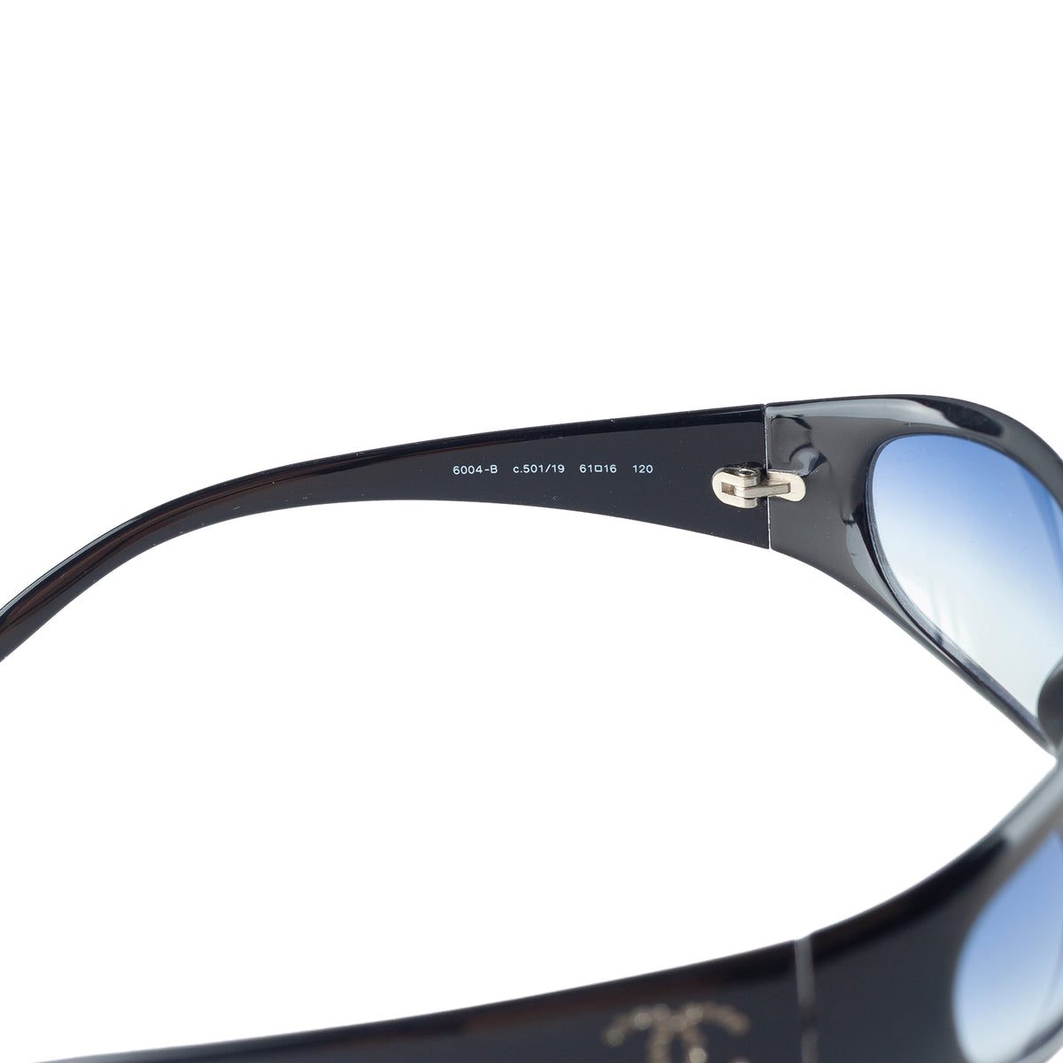 Chanel 6004-B Black Wrap Rhinestone Sunglasses