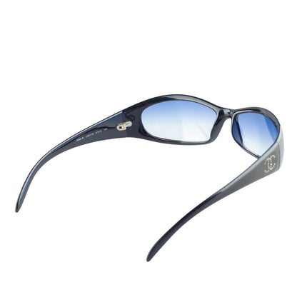 Chanel 6004-B Black Wrap Rhinestone Sunglasses