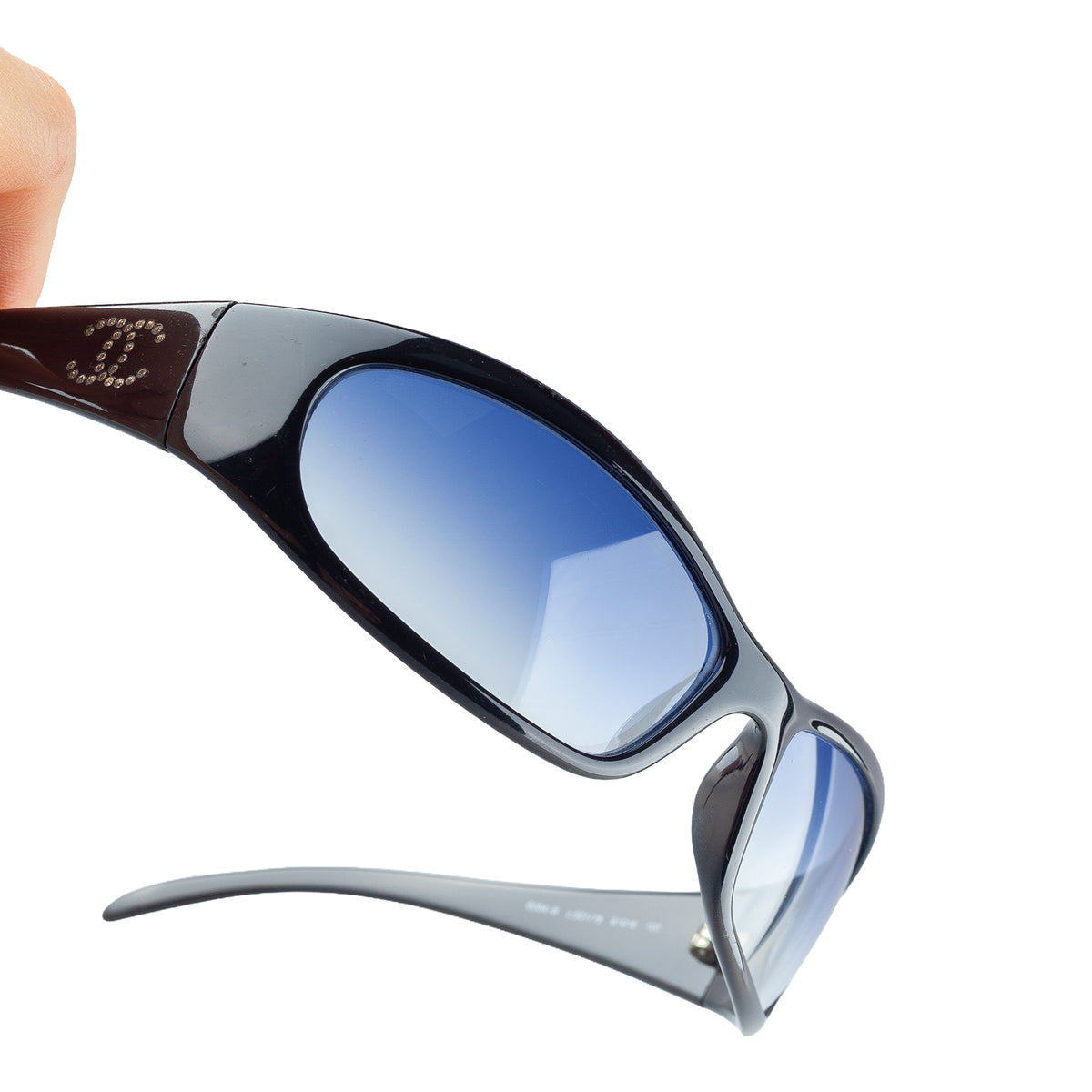 Chanel 6004-B Black Wrap Rhinestone Sunglasses