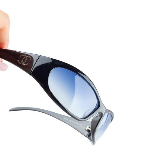 Chanel 6004-B Black Wrap Rhinestone Sunglasses