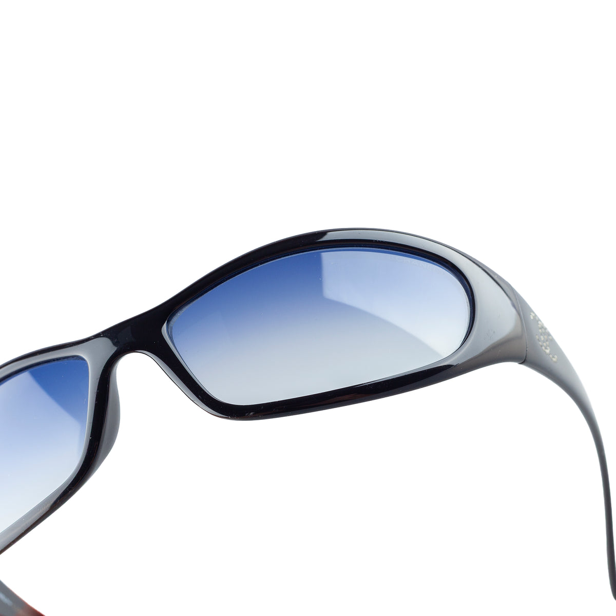 Chanel 6004-B Black Wrap Rhinestone Sunglasses