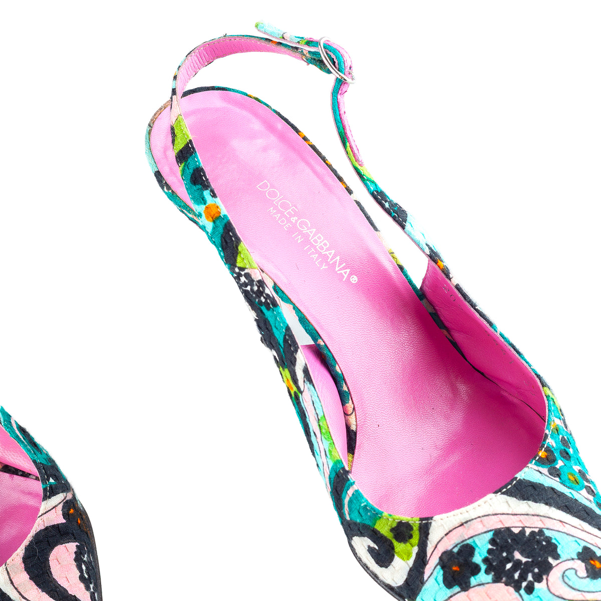 Dolce & Gabbana Floral Print Pointed-Toe Slingback Heels