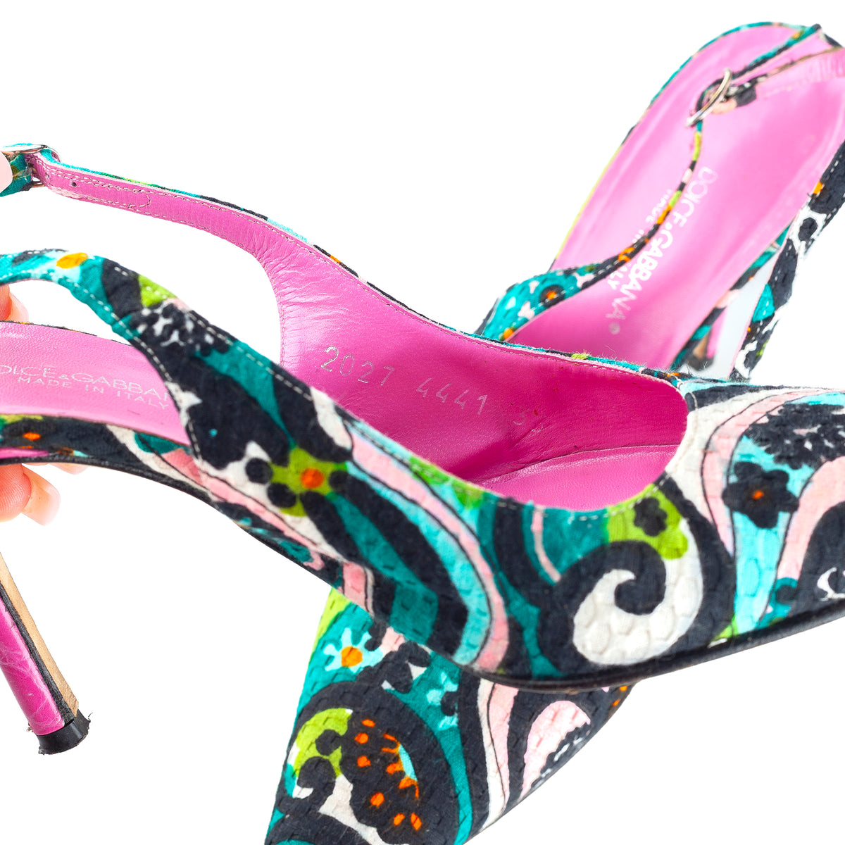 Dolce & Gabbana Floral Print Pointed-Toe Slingback Heels
