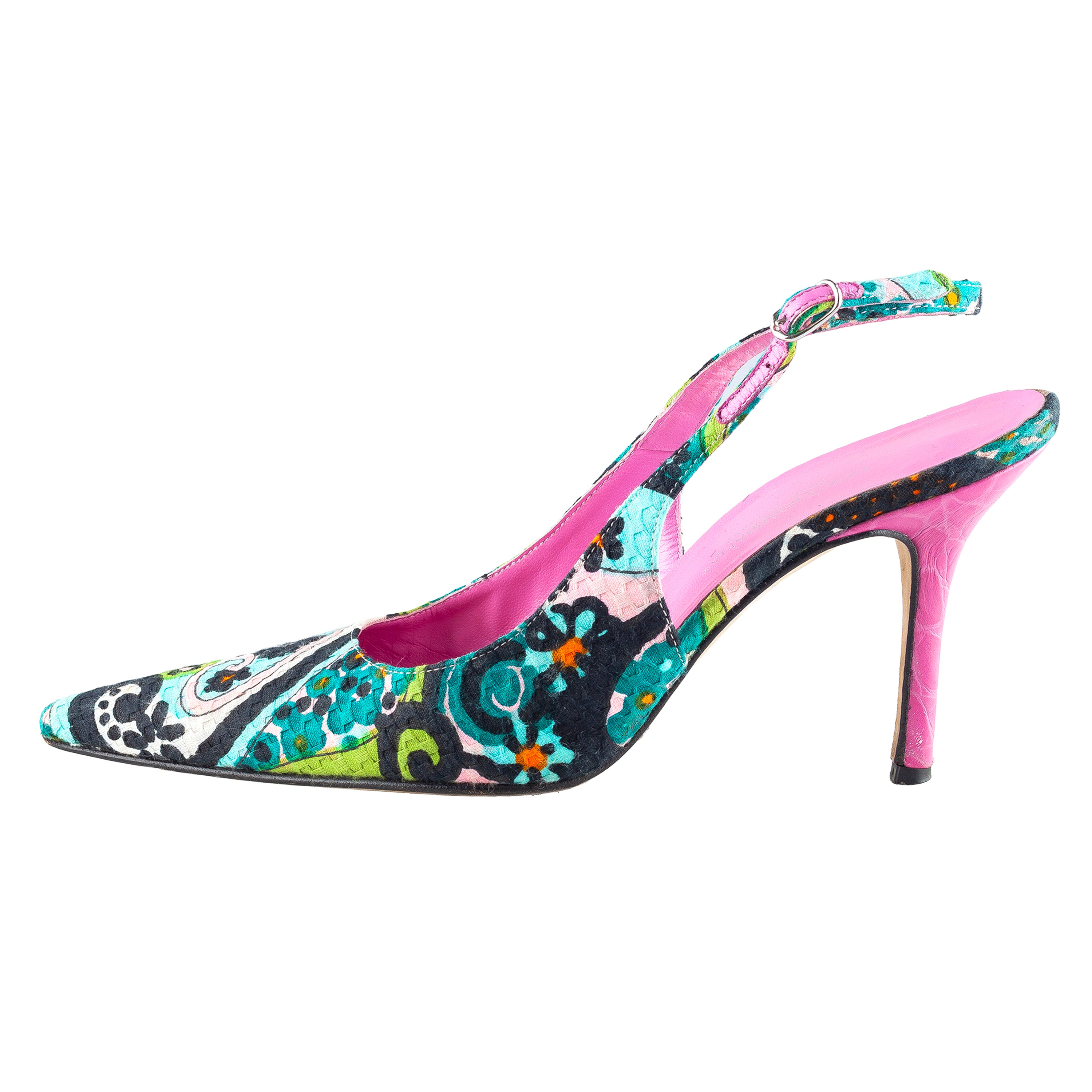 Dolce & Gabbana Floral Print Pointed-Toe Slingback Heels