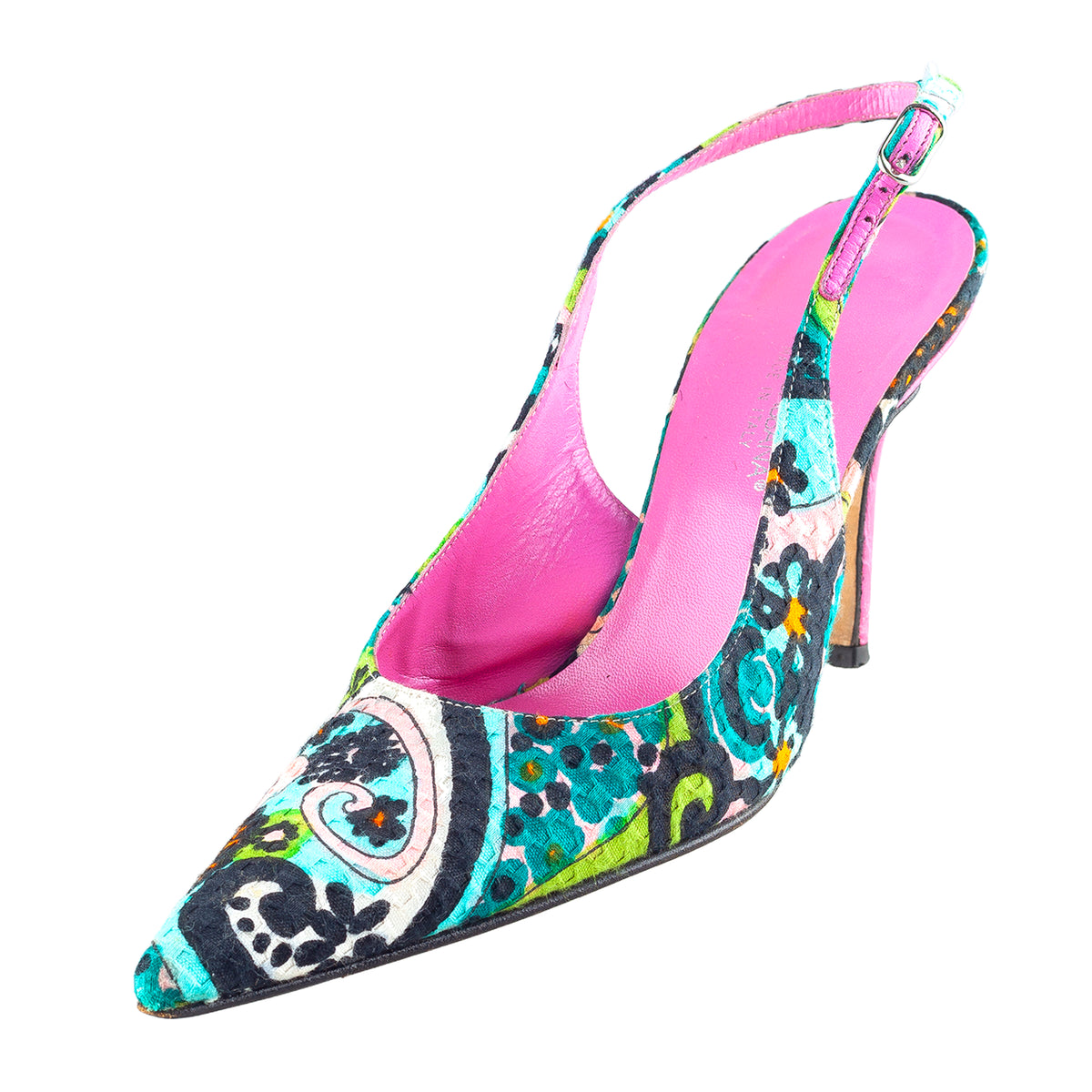 Dolce & Gabbana Floral Print Pointed-Toe Slingback Heels