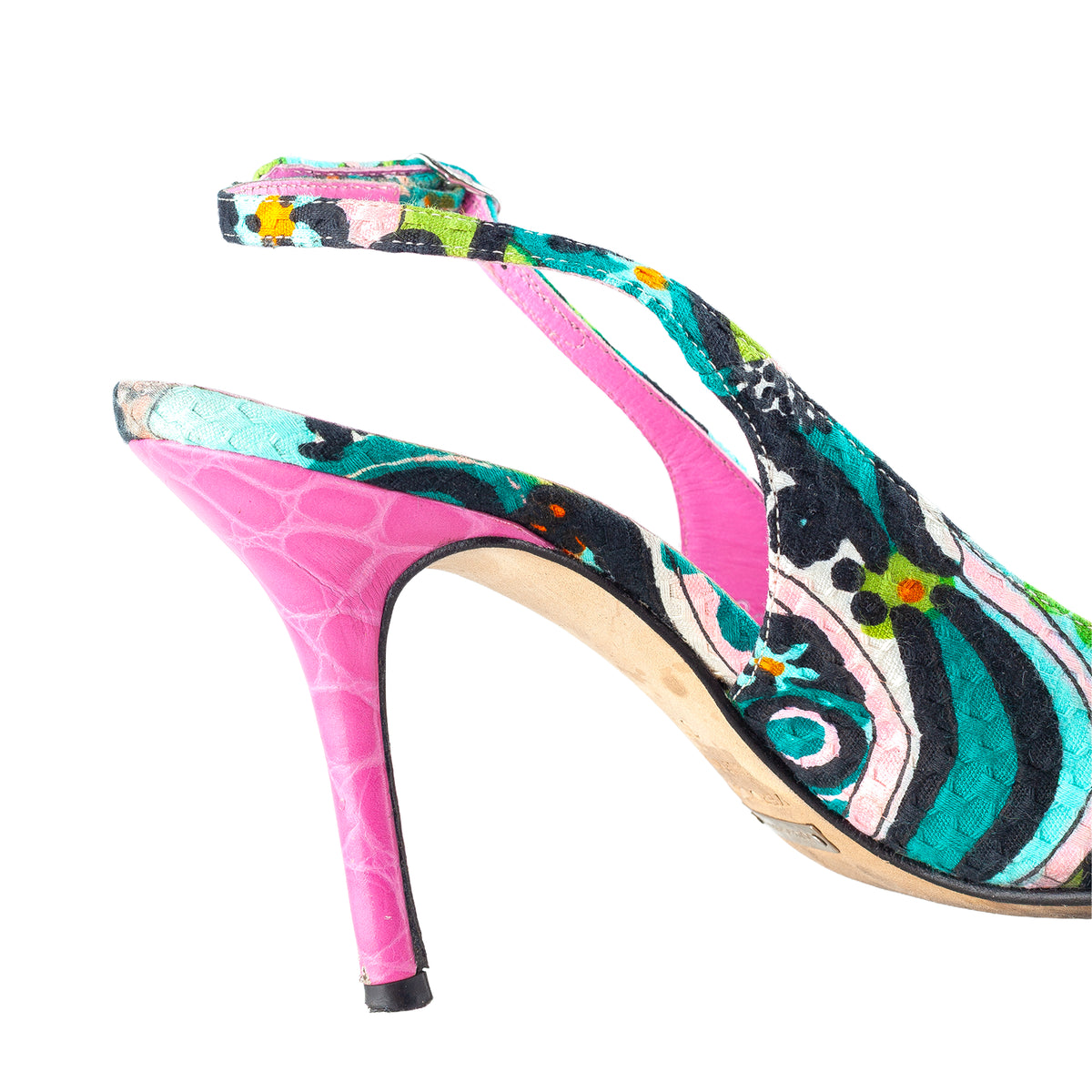 Dolce & Gabbana Floral Print Pointed-Toe Slingback Heels