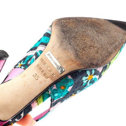 Dolce & Gabbana Floral Print Pointed-Toe Slingback Heels