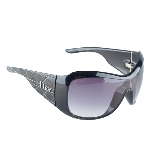 Christian Dior Cannage 1 Black Oversized Shield Sunglasses