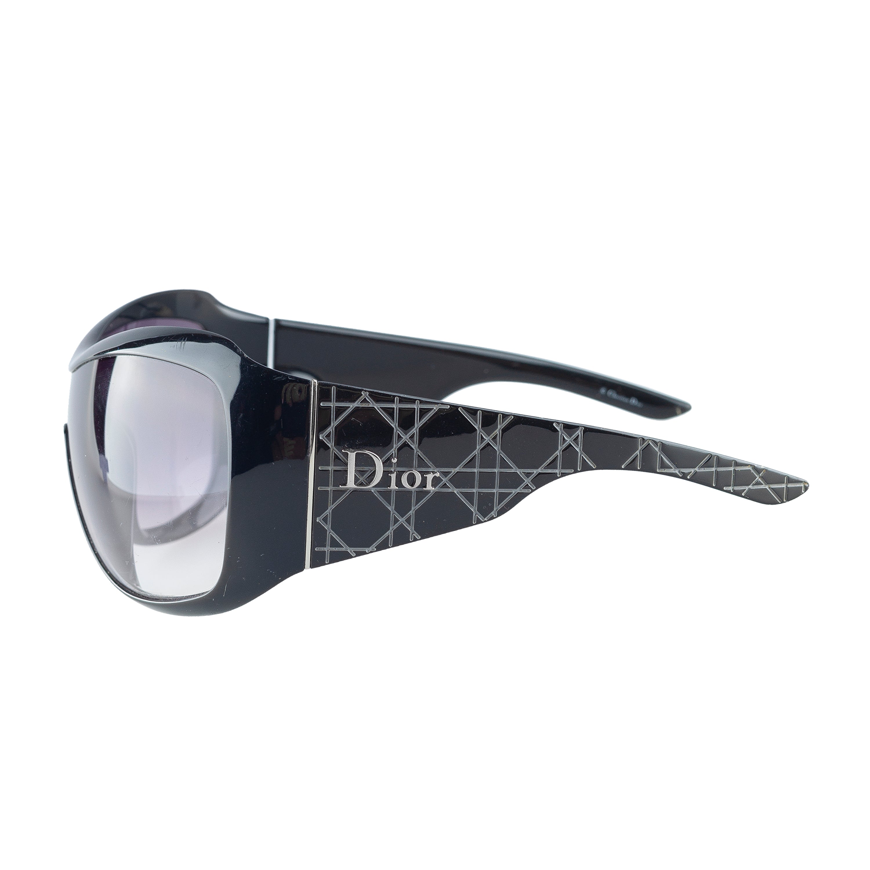 Christian Dior Cannage 1 Black Oversized Shield Sunglasses