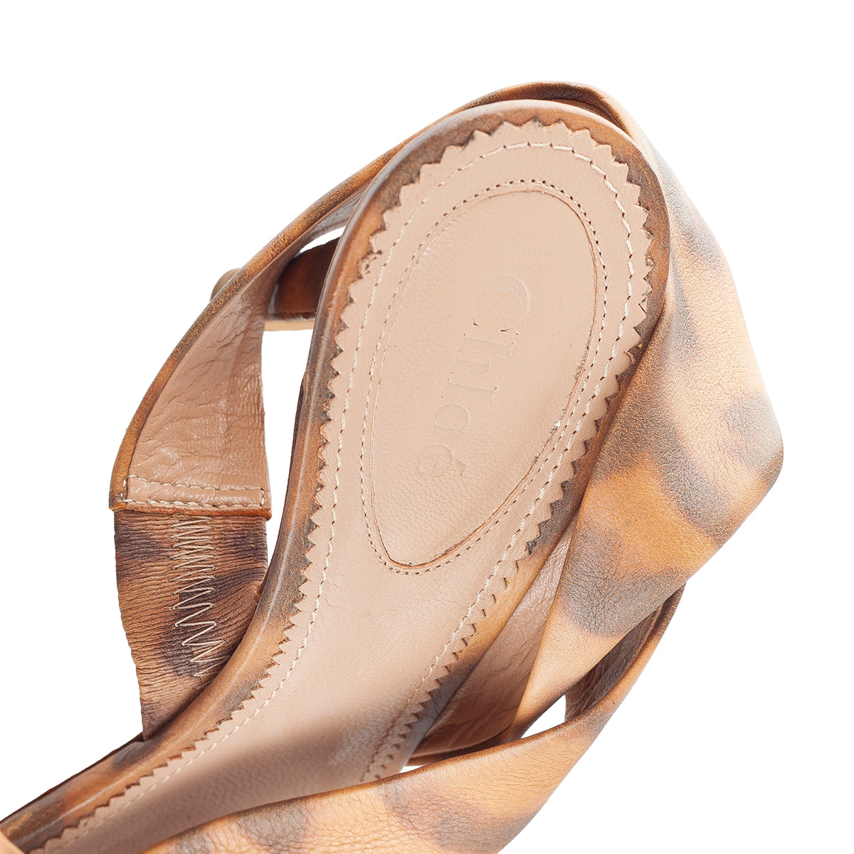 Chloé Vintage Leopard Print Leather Strappy High Heel Sandals