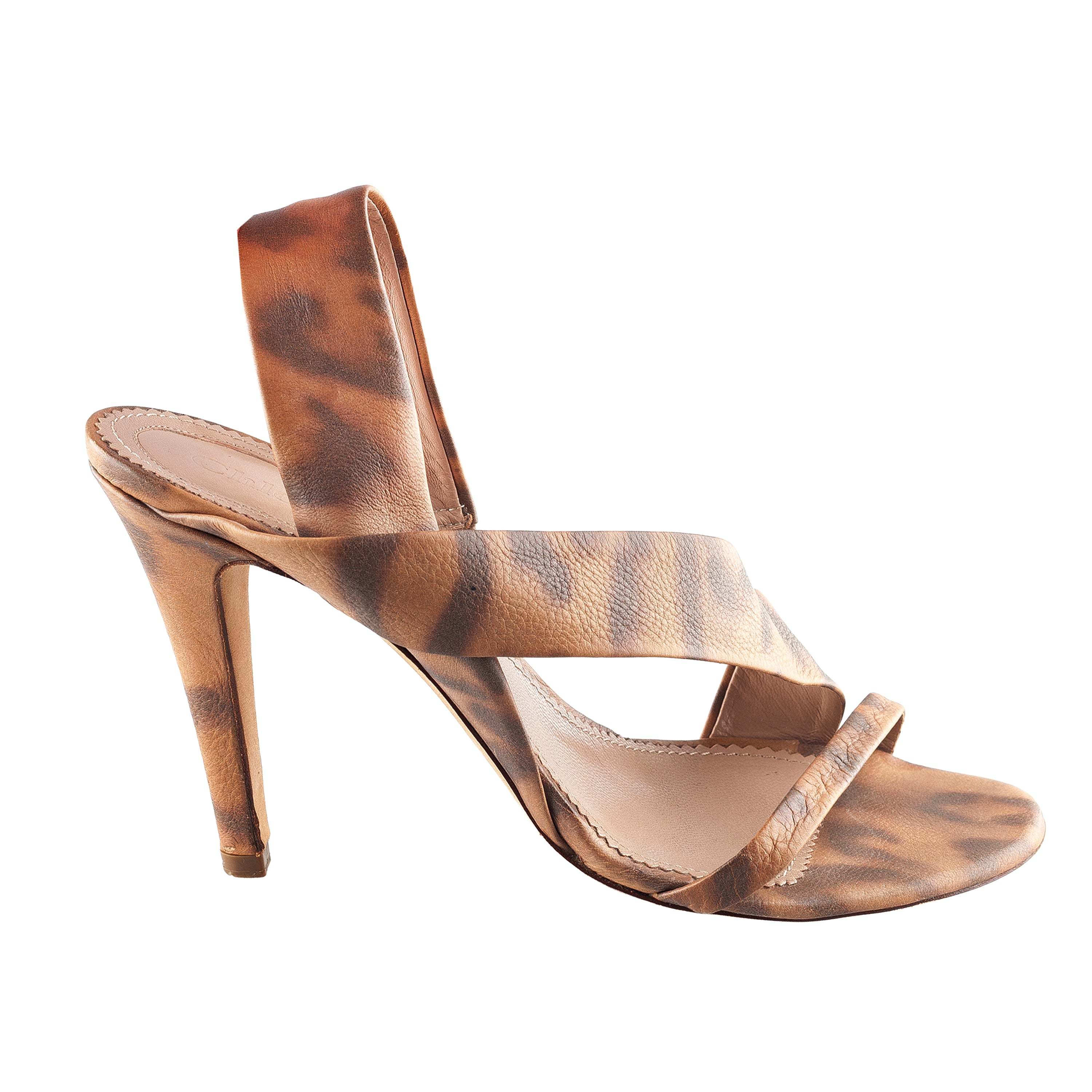 Chloé Vintage Leopard Print Leather Strappy High Heel Sandals