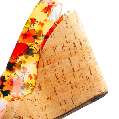Dolce & Gabbana Floral Print Cork Platform Wedge Sandals