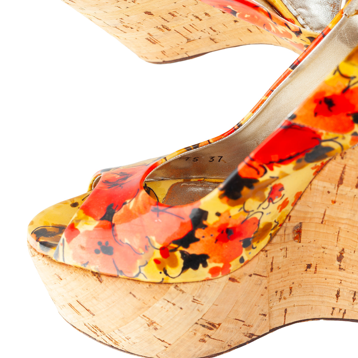Dolce & Gabbana Floral Print Cork Platform Wedge Sandals