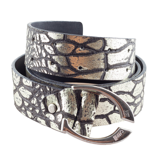 Just Cavalli Leather Vintage Metallic Belt (110 CM)