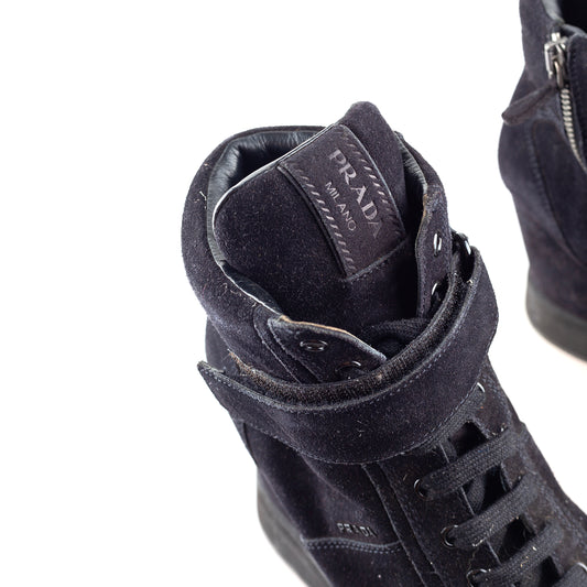 Prada Navy Vintage Wedge Sneakers (38 IT / 39 EU)