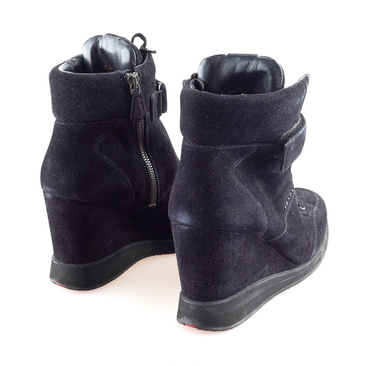 Prada Navy Vintage Wedge Sneakers (38 IT / 39 EU)