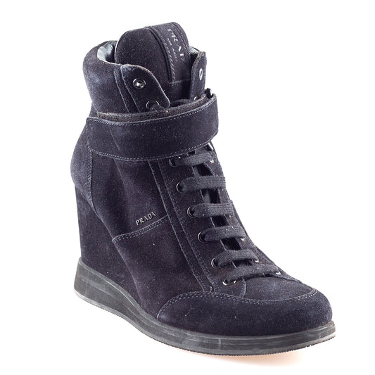 Prada Navy Vintage Wedge Sneakers (38 IT / 39 EU)