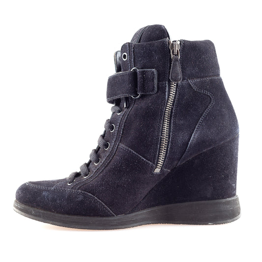 Prada Navy Vintage Wedge Sneakers (38 IT / 39 EU)