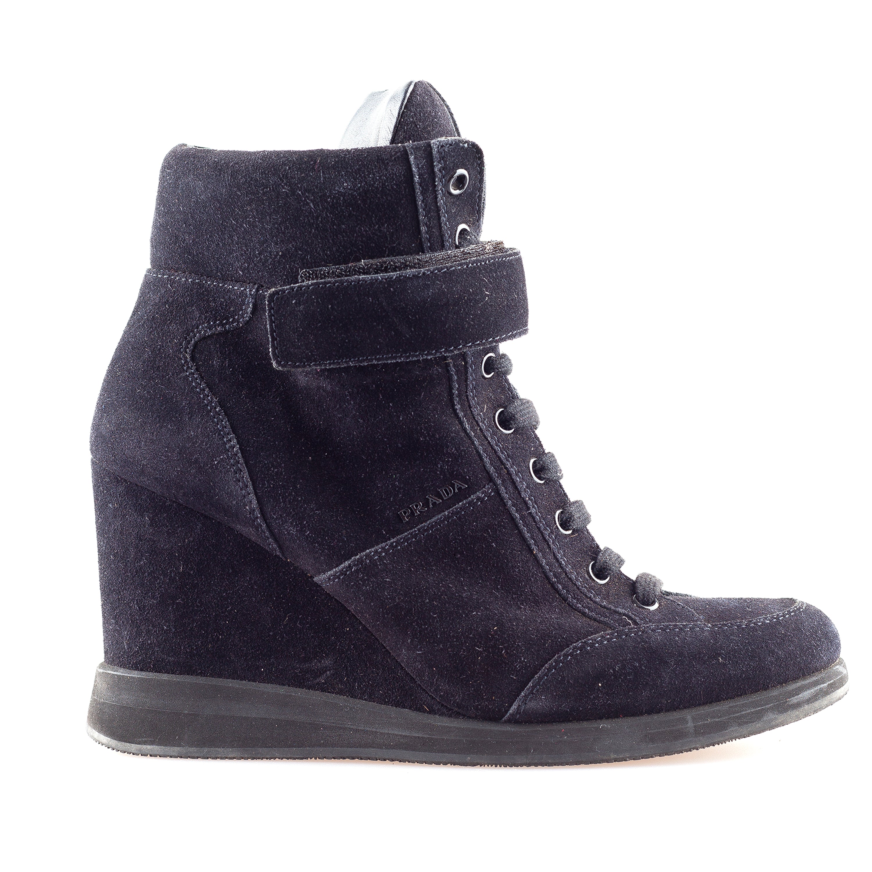 Prada Navy Vintage Wedge Sneakers (38 IT / 39 EU)