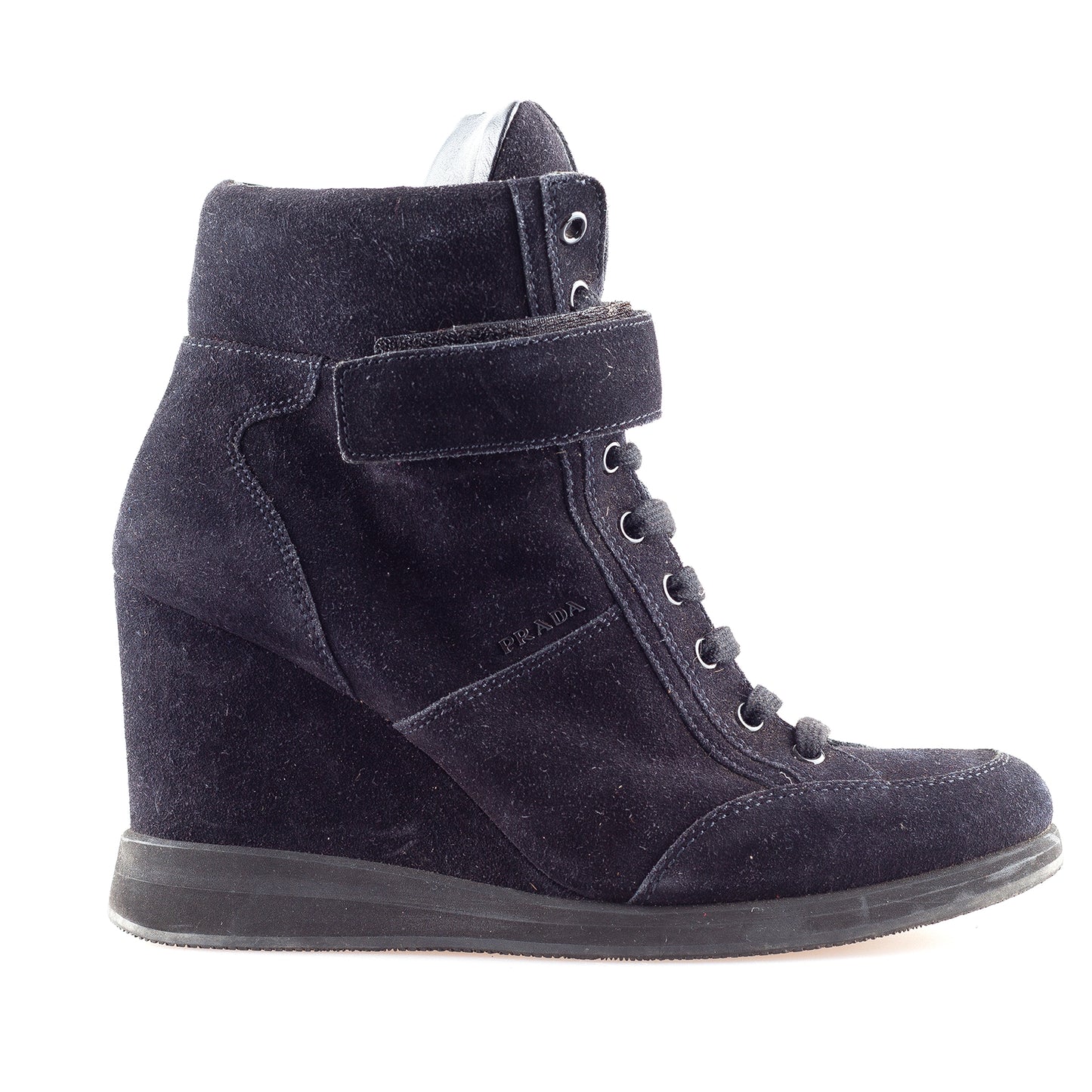 Prada Navy Vintage Wedge Sneakers (38 IT / 39 EU)