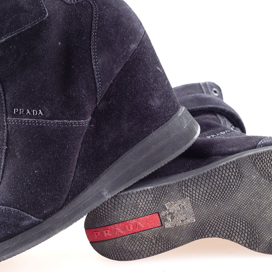 Prada Navy Vintage Wedge Sneakers (38 IT / 39 EU)