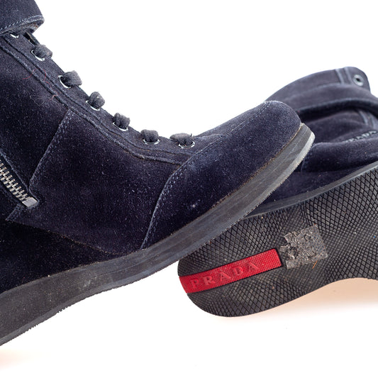 Prada Navy Vintage Wedge Sneakers (38 IT / 39 EU)