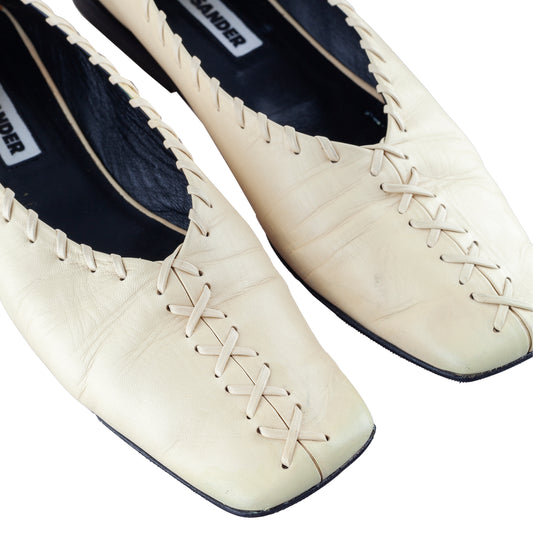 JIL SANDER Leather Ballet Beige Flats (39 IT/40 EU)