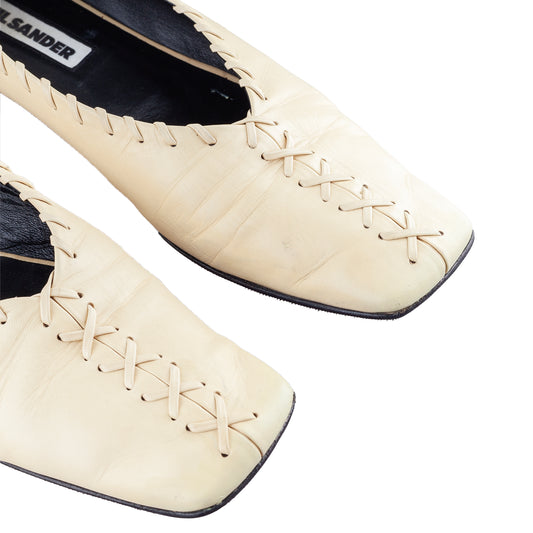 JIL SANDER Leather Ballet Beige Flats (39 IT/40 EU)