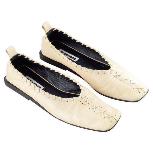 JIL SANDER Leather Ballet Beige Flats (39 IT/40 EU)