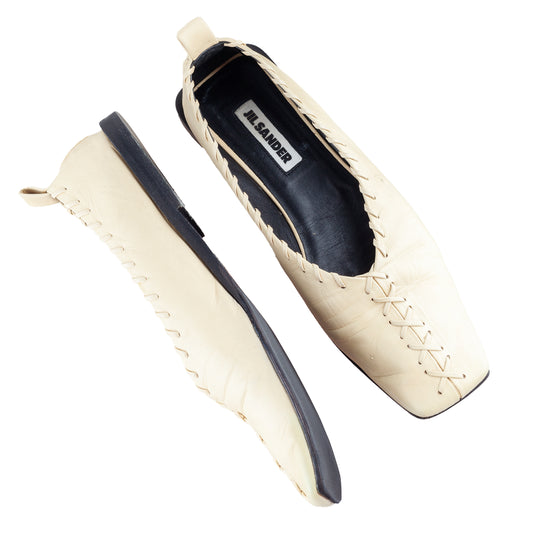 JIL SANDER Leather Ballet Beige Flats (39 IT/40 EU)