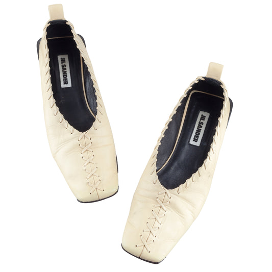 JIL SANDER Leather Ballet Beige Flats (39 IT/40 EU)