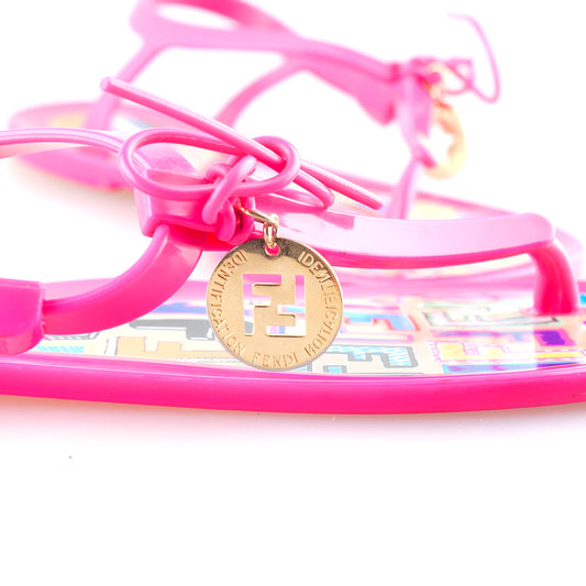 Fendi Zucca Monogram Vintage Jelly Pink Sandals (38 EU)
