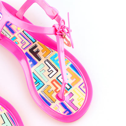 Fendi Zucca Monogram Vintage Jelly Pink Sandals (38 EU)