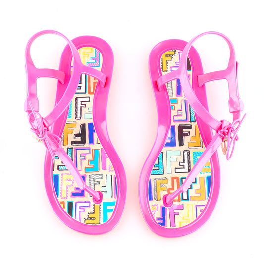 Fendi Zucca Monogram Vintage Jelly Pink Sandals (38 EU)