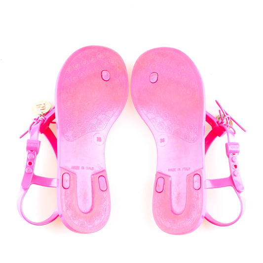 Fendi Zucca Monogram Vintage Jelly Pink Sandals (38 EU)