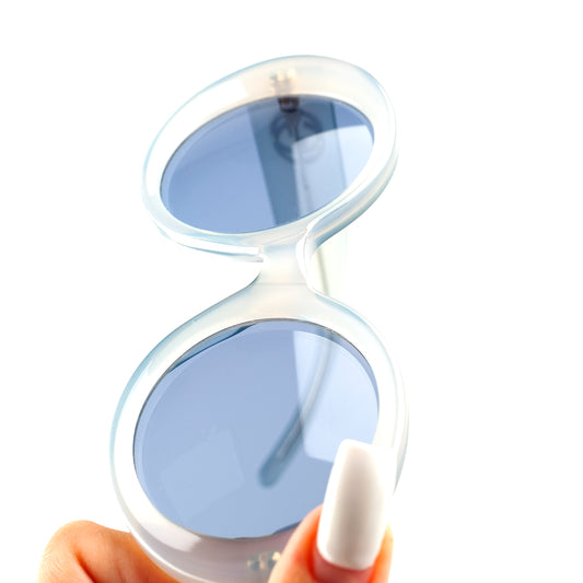 Gucci GG 2410/S 5BY Rounded Clear Blue Vintage Sunglasses