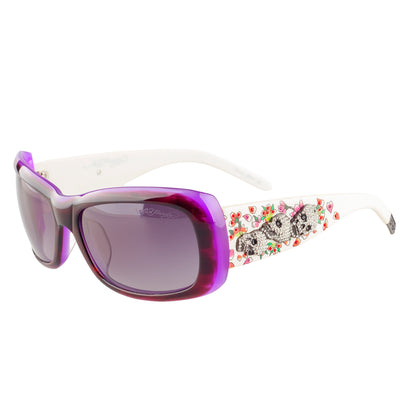 Ed Hardy White & Purple Crystal Skull Tattoo Sunglasses
