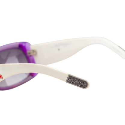 Ed Hardy White & Purple Crystal Skull Tattoo Sunglasses