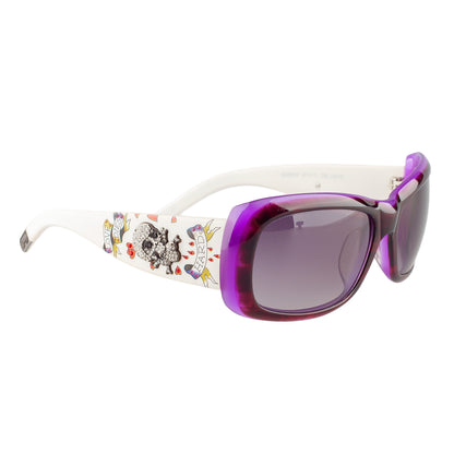 Ed Hardy White & Purple Crystal Skull Tattoo Sunglasses