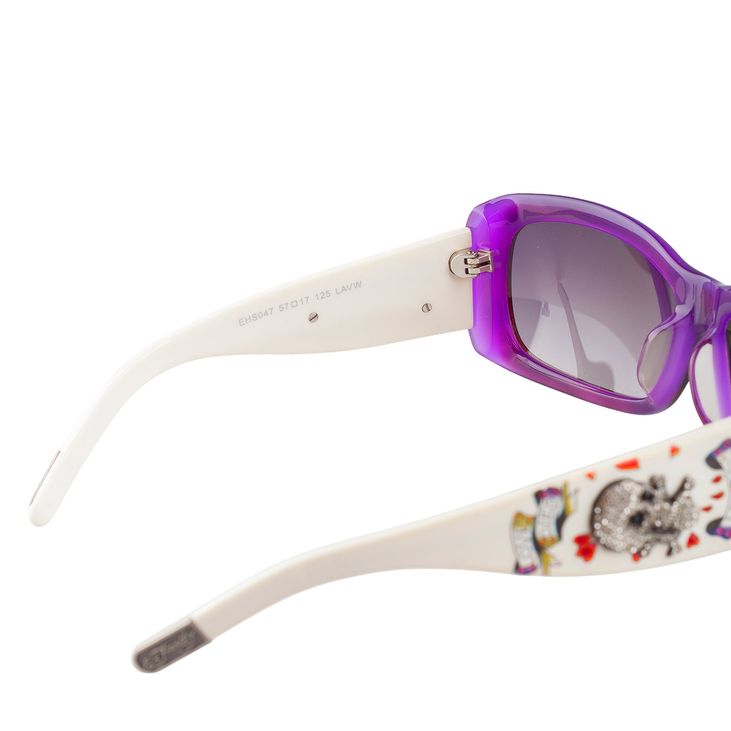 Ed Hardy White & Purple Crystal Skull Tattoo Sunglasses
