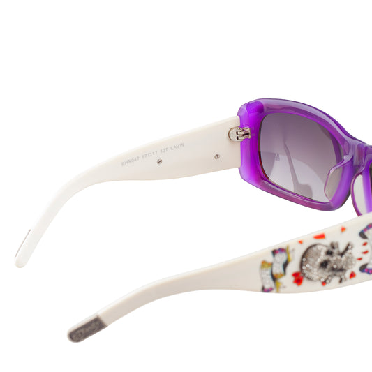 Ed Hardy White & Purple Crystal Skull Tattoo Sunglasses