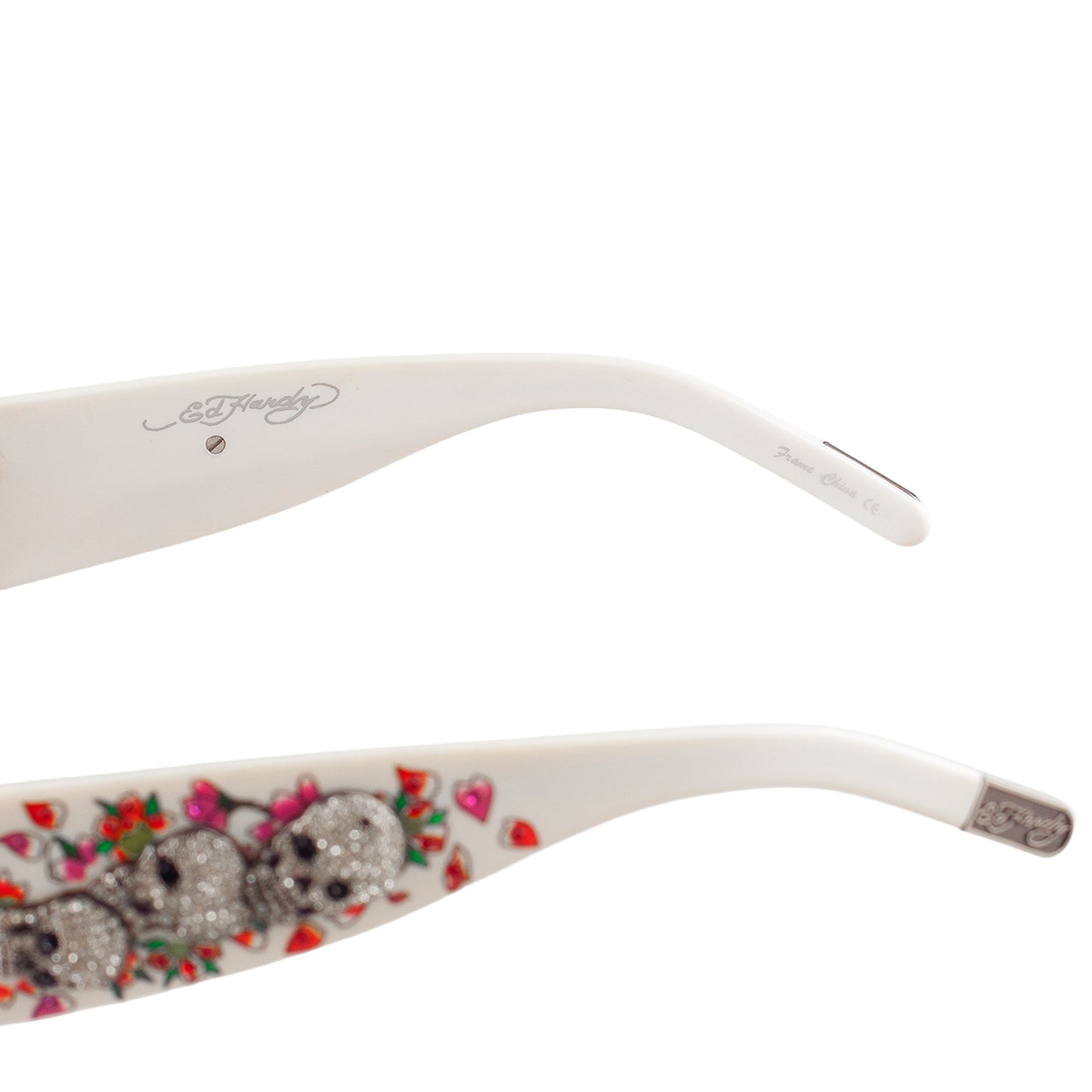 Ed Hardy White & Purple Crystal Skull Tattoo Sunglasses
