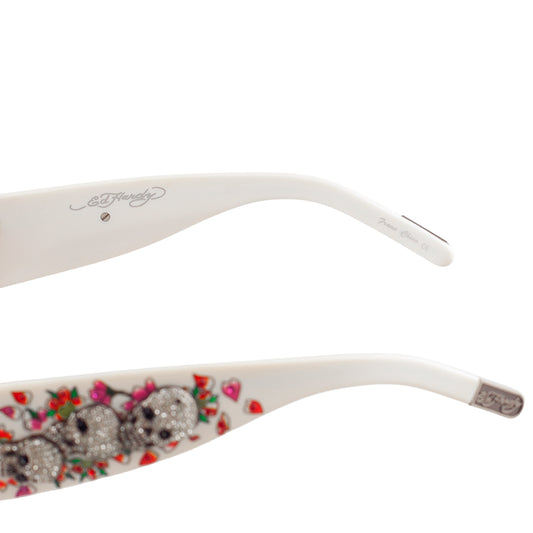 Ed Hardy White & Purple Crystal Skull Tattoo Sunglasses