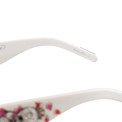 Ed Hardy White & Purple Crystal Skull Tattoo Sunglasses
