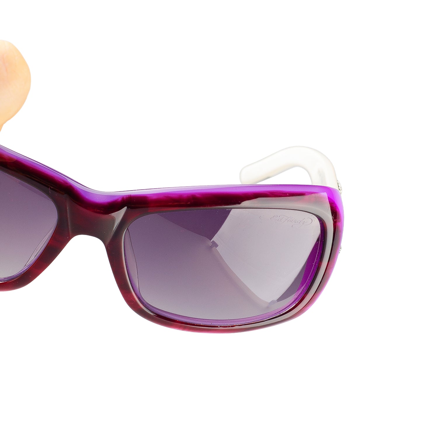 Ed Hardy White & Purple Crystal Skull Tattoo Sunglasses