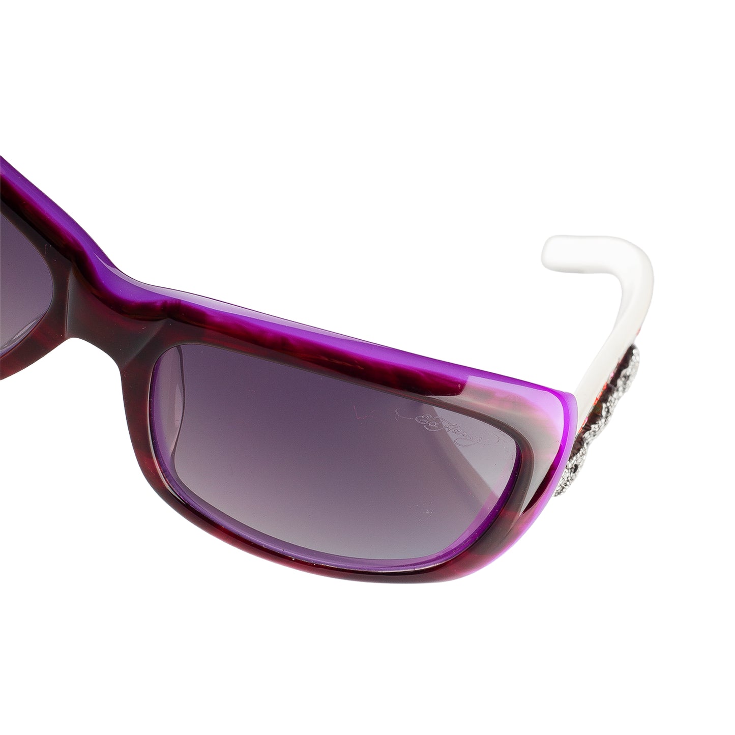 Ed Hardy White & Purple Crystal Skull Tattoo Sunglasses